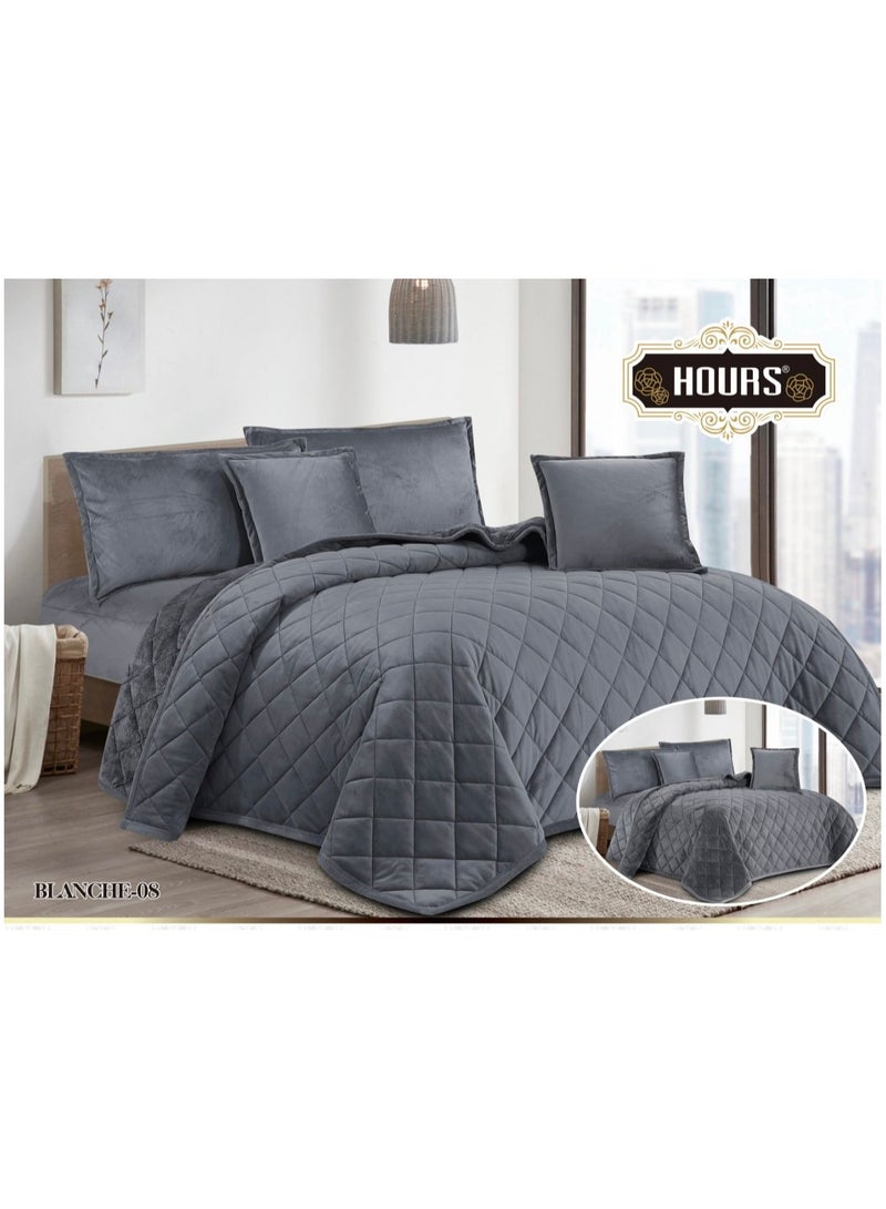 أورز مفرش ملكي 6 قطع نفرين شتوي وجهين وجه مخمل وجه فرو مقاس كينج 220x240 سم - Image 1