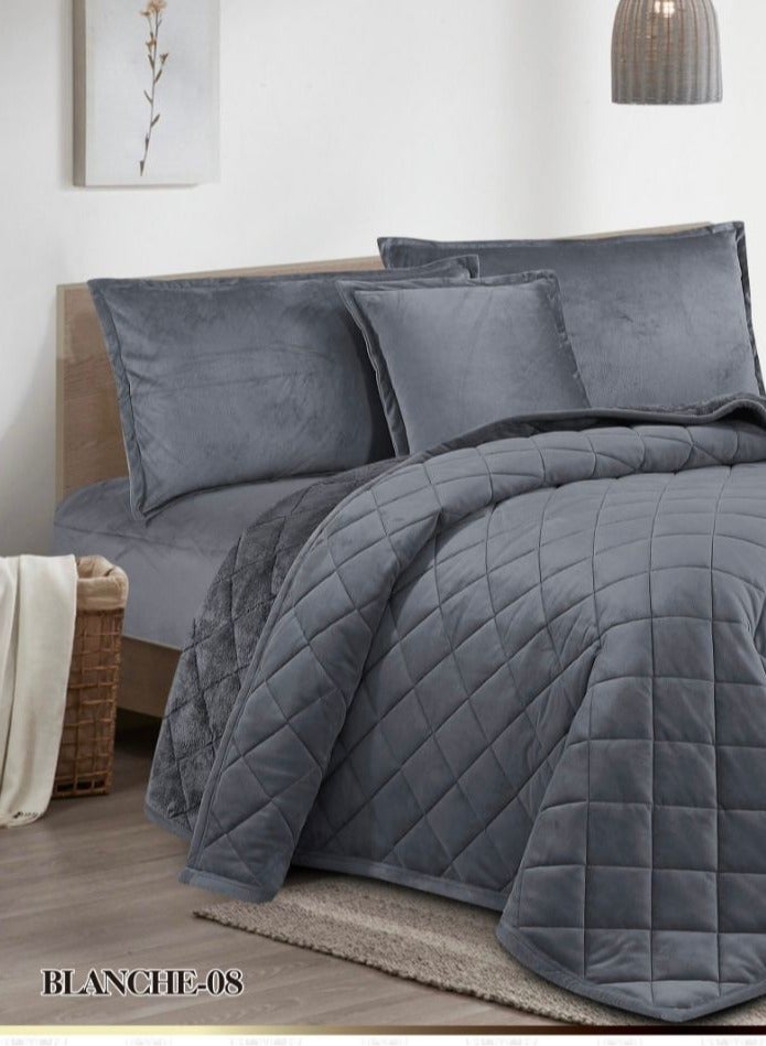 أورز مفرش ملكي 6 قطع نفرين شتوي وجهين وجه مخمل وجه فرو مقاس كينج 220x240 سم - Image 2