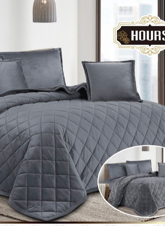 أورز مفرش ملكي 6 قطع نفرين شتوي وجهين وجه مخمل وجه فرو مقاس كينج 220x240 سم - Image 4