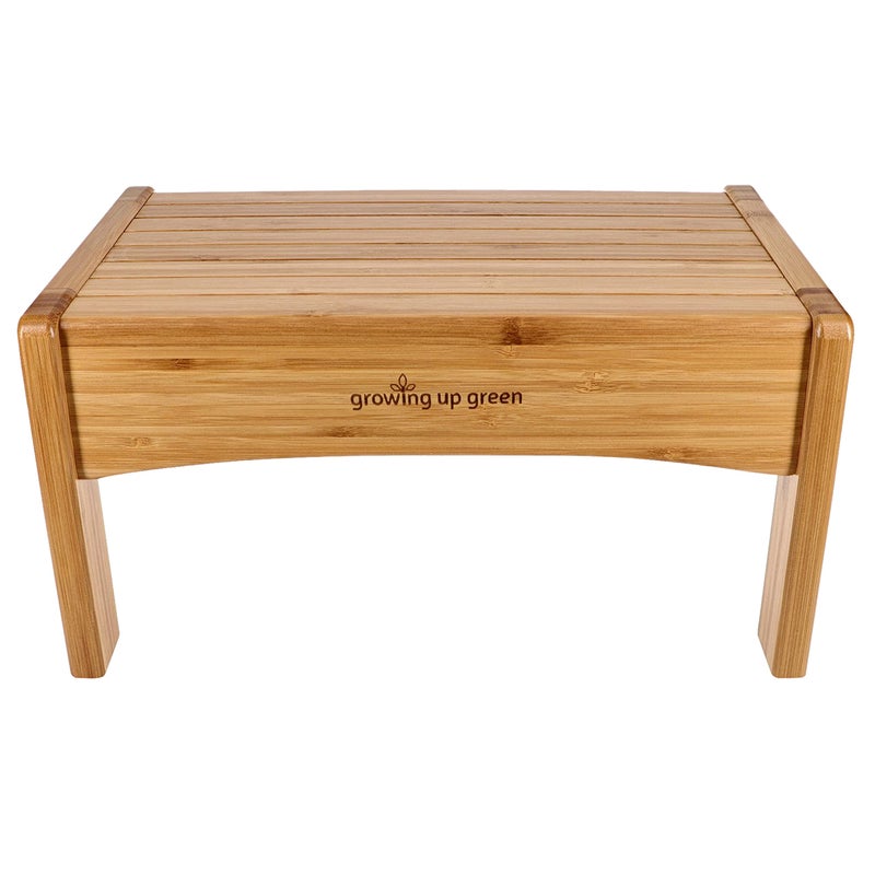 Growing Up Green Bamboo Bathroom Step Stool for Kids Using The Toilet and Sink Kids Step Stool Potty Training NonSlip Bathroom Kitchen Lightweight
