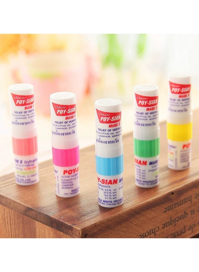 POY SIAN 6-PCS Thai Menthol Aromatherapy Nasal Inhaler, Natural Herbal Remedyï¼Improves Concentration And Provides A Refreshing Cooling Sensation - Image 2
