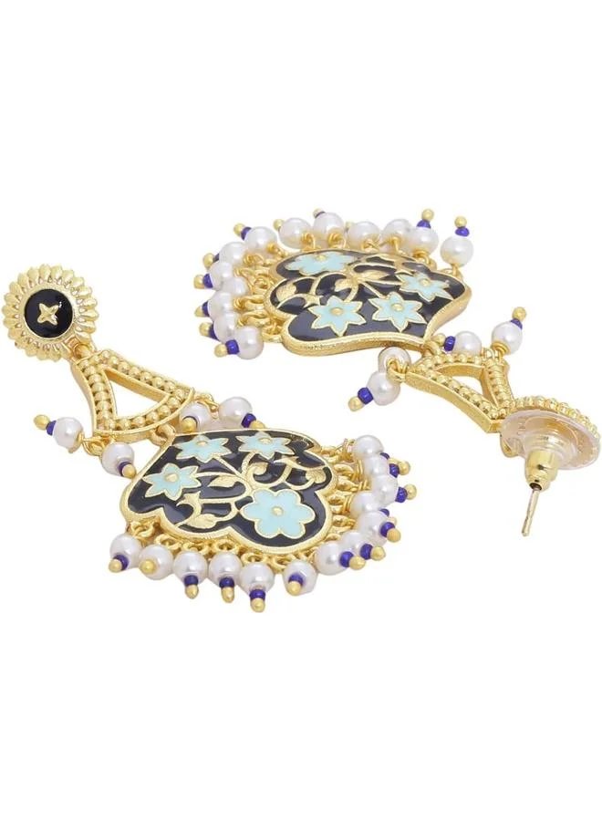 VOYLLA Voylla Tahira Royal Black Chandelier Earrings