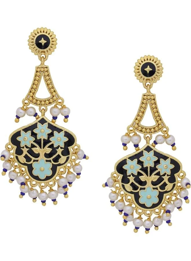 VOYLLA Voylla Tahira Royal Black Chandelier Earrings