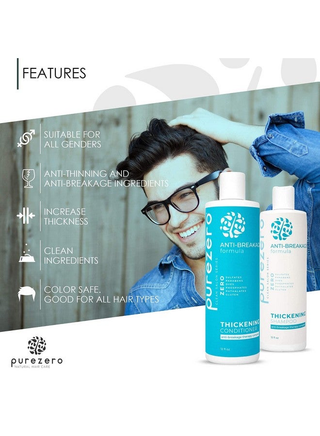 Purezero Antibreakage & Thickening Shampoo Conditioner Set Antithinning For Hair Loss & Hair Thinning Zero Sulfates Parabens Dyes 100% Vegan & Cruelty Free Color Safe - Image 5
