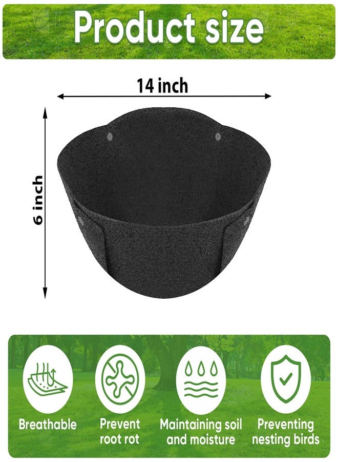 بطانات سلة معلقة من HKZ - عبوة من قطعتين من بطانات القماش المستديرة مقاس 14 بوصة لسلال التعليق، بطانة بديلة من ألياف جوز الهند، بطانات متينة غير منسوجة لسلال التعليق والزهور والنباتات (أسود) - Image 4