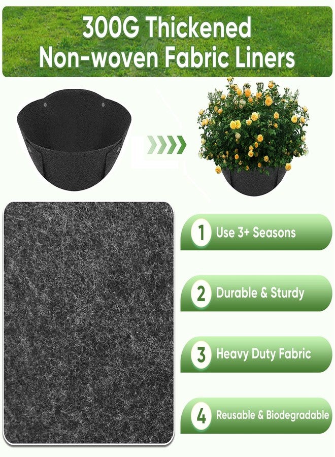 بطانات سلة معلقة من HKZ - عبوة من قطعتين من بطانات القماش المستديرة مقاس 14 بوصة لسلال التعليق، بطانة بديلة من ألياف جوز الهند، بطانات متينة غير منسوجة لسلال التعليق والزهور والنباتات (أسود) - Image 3