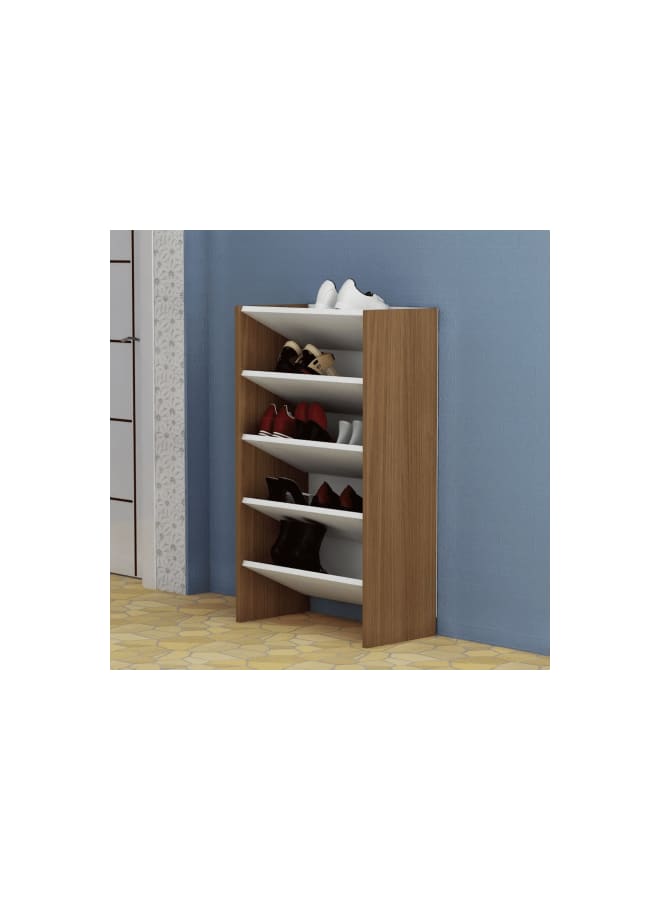 Retro Modern shoe rack 60cm – White x Wood RA-S17 - Image 1