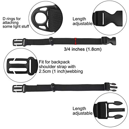 Wisdompro Backpack Chest Strap, 3/4 inch Backpack Sternum Strap Chest Belt with Quick Release Buckle for Hiking and Jogging (Compatible with 1 inch Webbing Shoulder Strap) - Image 5