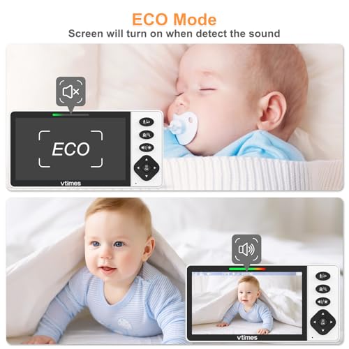 VTimes Baby Monitor with Camera and Audio, 5.5" 720P HD Screen Video Baby Monitor No WiFi VOX Mode Pan-Tilt-Zoom Alarm and 1000ft Range, Night Vision and Night Light, Ideal for Baby/Elderly/Pet - Image 5