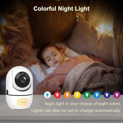 VTimes Baby Monitor with Camera and Audio, 5.5" 720P HD Screen Video Baby Monitor No WiFi VOX Mode Pan-Tilt-Zoom Alarm and 1000ft Range, Night Vision and Night Light, Ideal for Baby/Elderly/Pet - Image 4