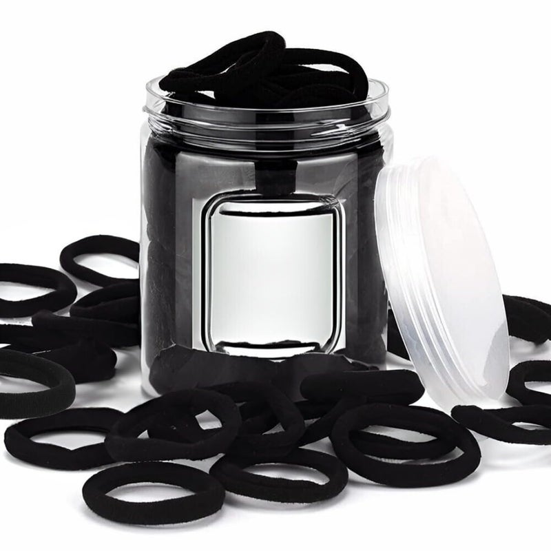 Generic Hair Ties 150 Seamless Cotton Hair Bands pcs for Women and Girls Elastic Soft Ponytail Holders No Damage Stretchy Hair Tie for Thick Heavy Curly Hair 150pcs Black 
