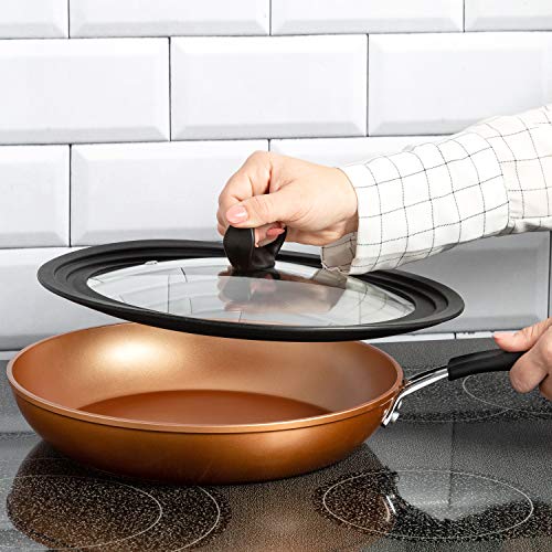 Ecolution Universal Lid for Pots and Pans, Fits 9.5-Inch to 12-Inch Cookware, Tempered Glass Replacement Lid with Heat Resistant Silicone Edge, Dishwasher Safe, Made without BPA, Large, Black - Image 4