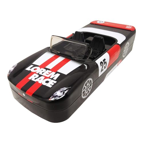 TECHNOCHITRA® Dual Space Racing Car Shape Metal Kids Pencil Box (Assorted) - Image 1