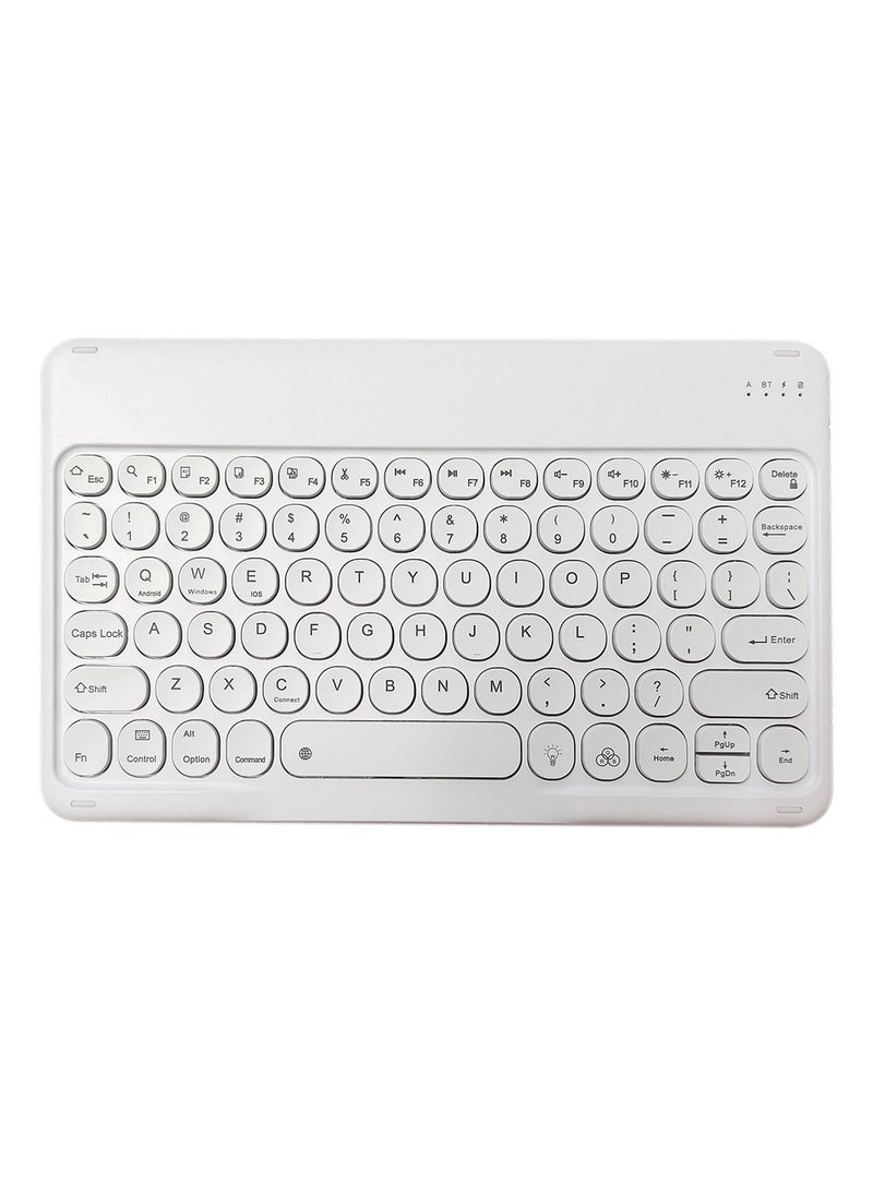 Generic - Universal Portable Wireless Bluetooth Keyboard for iPad/iPhone/Tablet, Backlit Mini Wireless Keyboard for Phone, Multi-Device Rechargeable Small Bluetooth Keyboard, White, Ultra-Slim, 7-Color - Image 1