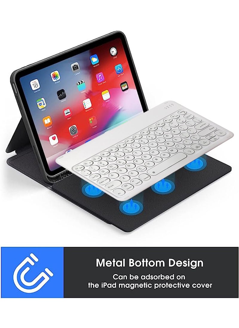 Generic - Universal Portable Wireless Bluetooth Keyboard for iPad/iPhone/Tablet, Backlit Mini Wireless Keyboard for Phone, Multi-Device Rechargeable Small Bluetooth Keyboard, White, Ultra-Slim, 7-Color - Image 1