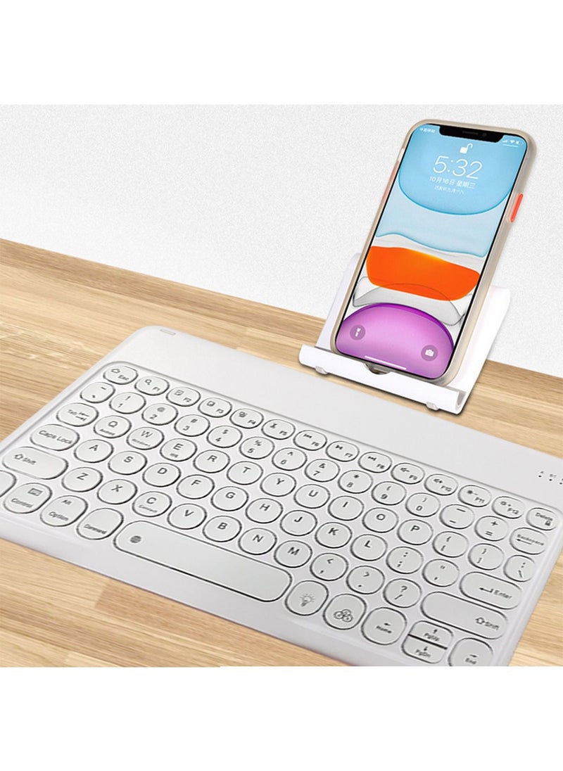 Generic - Universal Portable Wireless Bluetooth Keyboard for iPad/iPhone/Tablet, Backlit Mini Wireless Keyboard for Phone, Multi-Device Rechargeable Small Bluetooth Keyboard, White, Ultra-Slim, 7-Color - Image 1