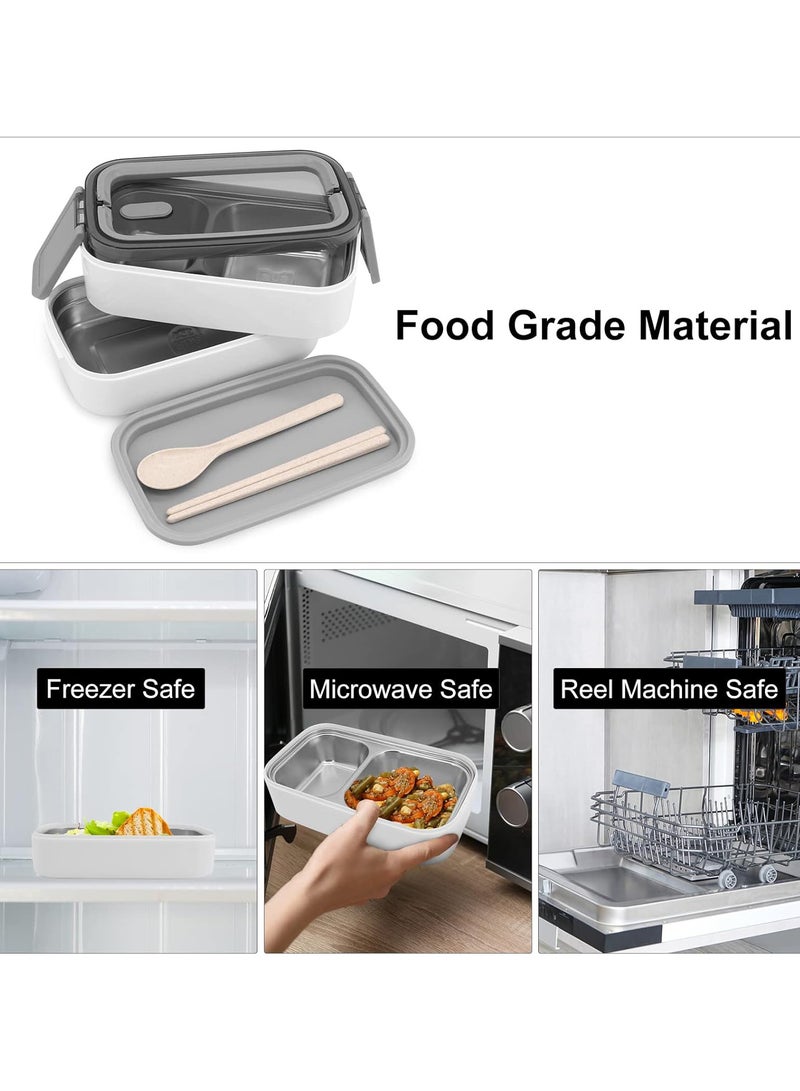 Relex 2- Layer Leakproof Bento Box-Large Lunch Box with Compartments und Cutlery Set-Food Picks for Lunch Box Containers for Adults-Microwave Food SafeBento Boxes  - Image 3