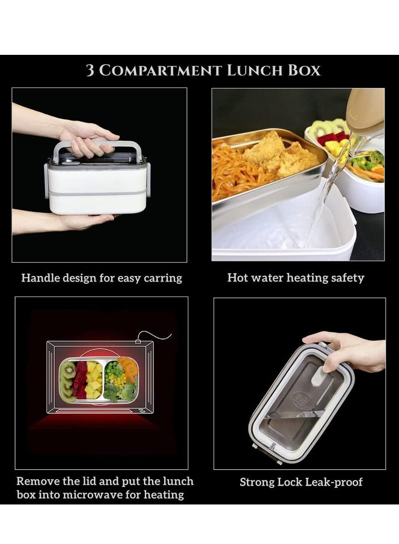 Relex 2- Layer Leakproof Bento Box-Large Lunch Box with Compartments und Cutlery Set-Food Picks for Lunch Box Containers for Adults-Microwave Food SafeBento Boxes  - Image 4