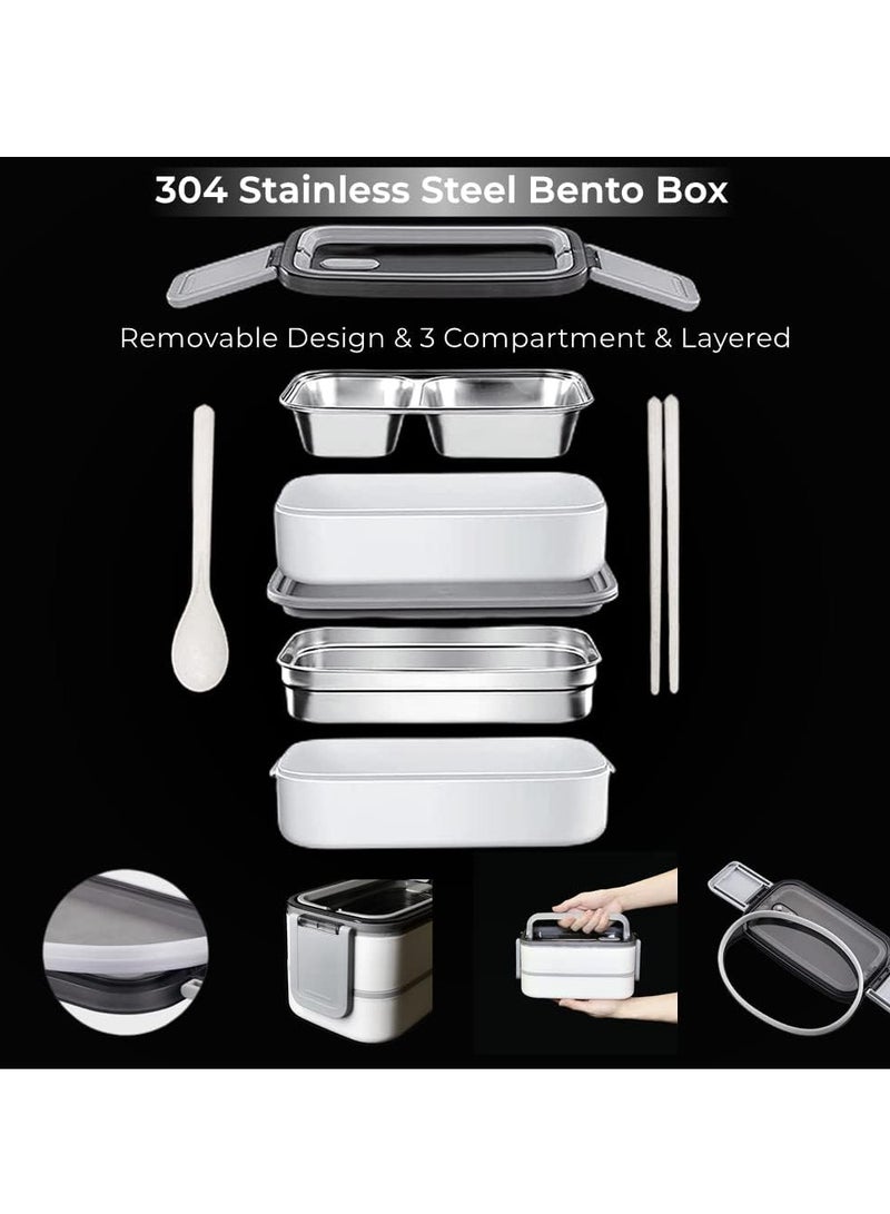 Relex 2- Layer Leakproof Bento Box-Large Lunch Box with Compartments und Cutlery Set-Food Picks for Lunch Box Containers for Adults-Microwave Food SafeBento Boxes  - Image 5