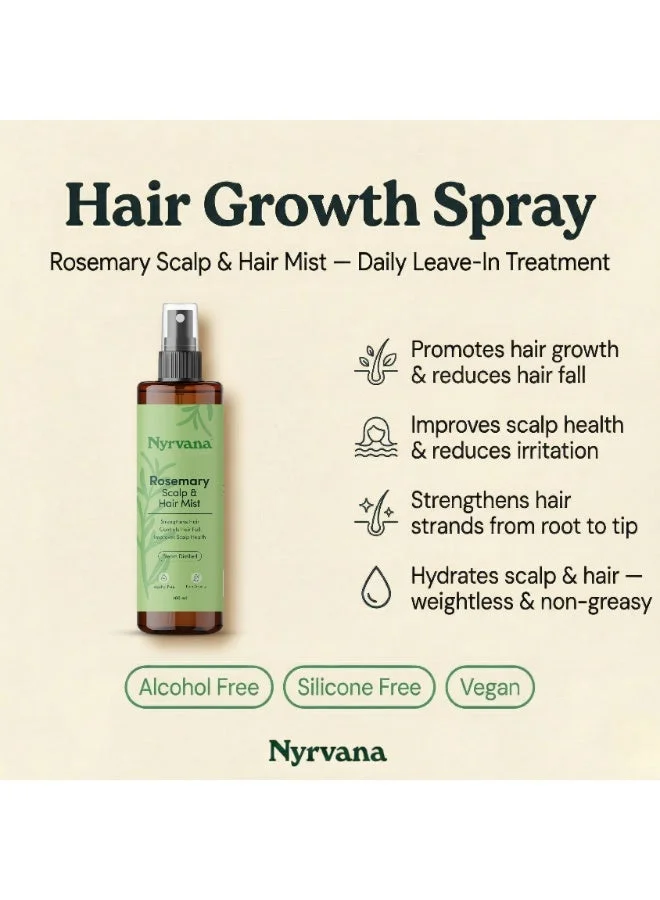 Nyrvana Nyrvana Rosemary Water Spray - For Hair Growth & Thickness - Scalp & Hair Mist - Leave-On Scalp Care Spray For Men & Women - 100ml