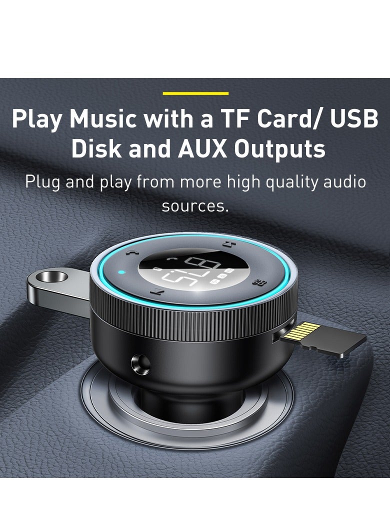 بيسوس جهاز إرسال FM للسيارة لاسلكي بلوتوث 5.0 USB شاحن سريع تلقائي Aux راديو مشغل Mp3 مجموعة أدوات السيارة بدون استخدام اليدين متوافقة مع جميع أنواع المركبات - Image 5