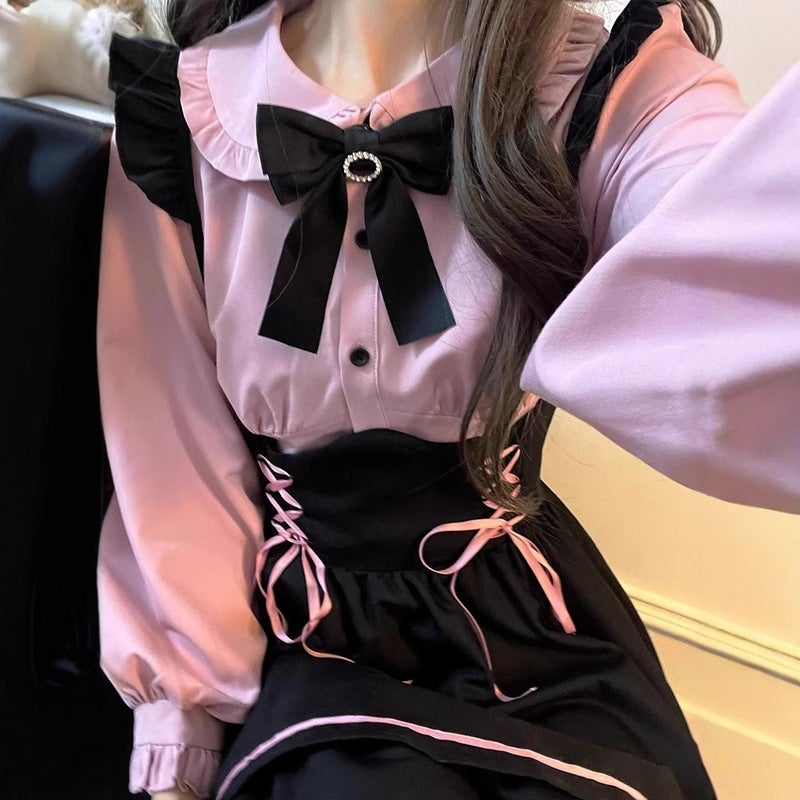 Japanese Sweet Cute Dress Princess Skirt Shirt Strap Skirt Suit Two-Piece Live Explosions A Generation Of Hair - Image 4