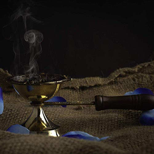 ROLIMOLI Brass Incense Burner with Long Wooden Handle Dhoop Pot Loban Burner Dhooni Dhoop Dani Dhuni 2.5inch Set of 1 - Image 5