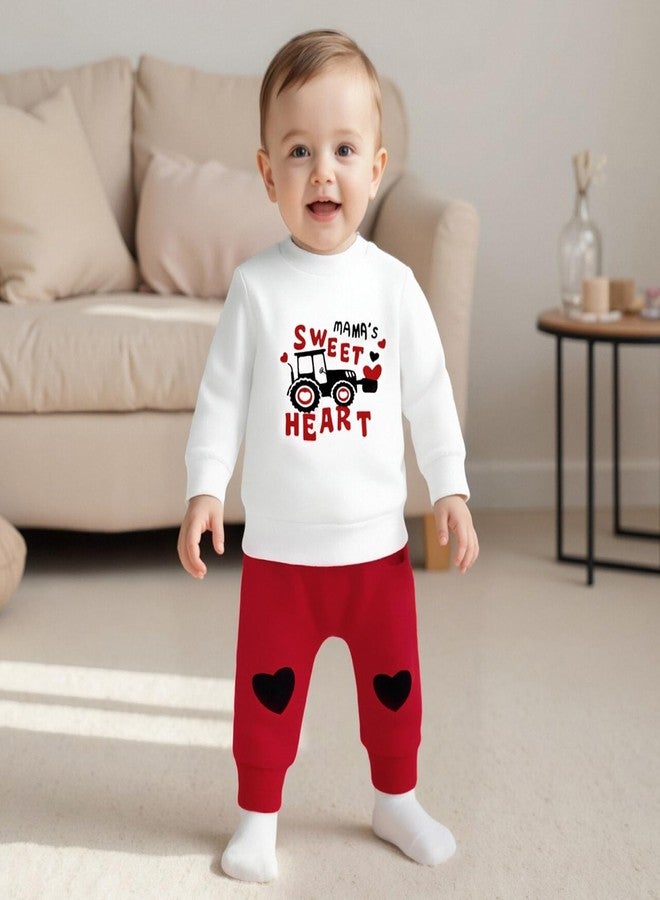 LouVasabuce Valentines Baby Boy Outfit Infant Toddler Boys Tractor Heart Sweatshirt Top Pants Valentine Day Clothes Set, Red, 3-6 months - Image 5