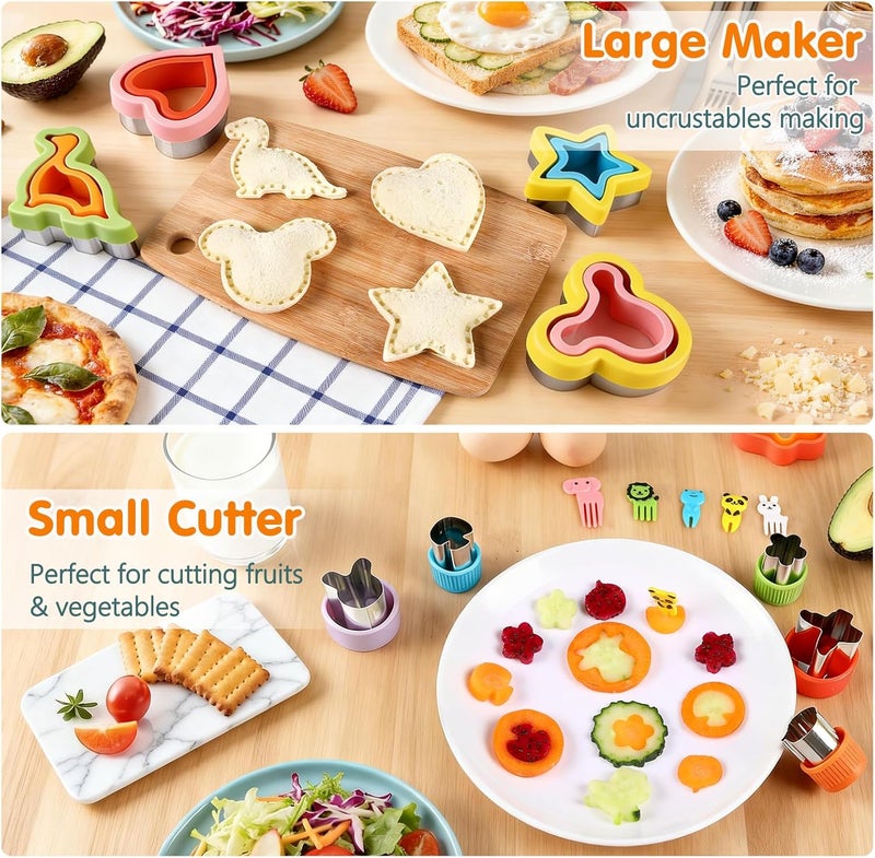 HINZER Light sturdy raw material Sandwich Cutter and Sealer Set 12 Pcs Uncrustables Maker Crustable Bread Cutters Sandwich Decruster DIY Cookie Stamps Mold Vegetable Fruit Cutters Shapes for Kids Back to School Bento Lunch Box Easy store & transit build - Image 5