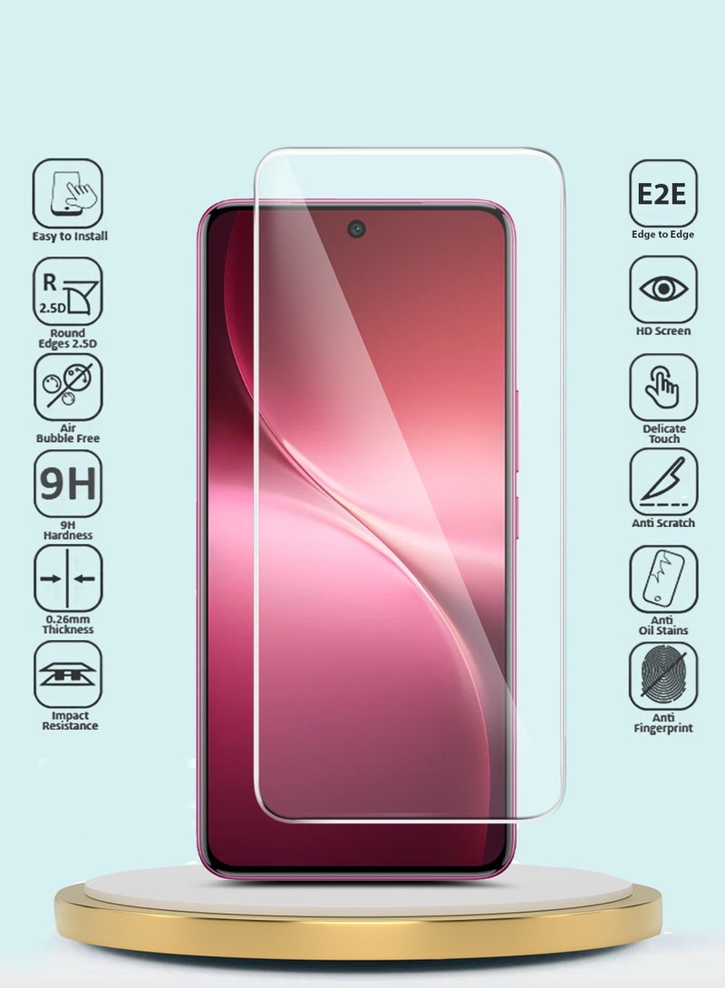 جيماكس واقي شاشة زجاجي مقوى vivo V60 Lite 4G/5G 2025 سلسلة GMAX بريميوم بحواف منحنية 9H 2.5D - شفاف - Image 2