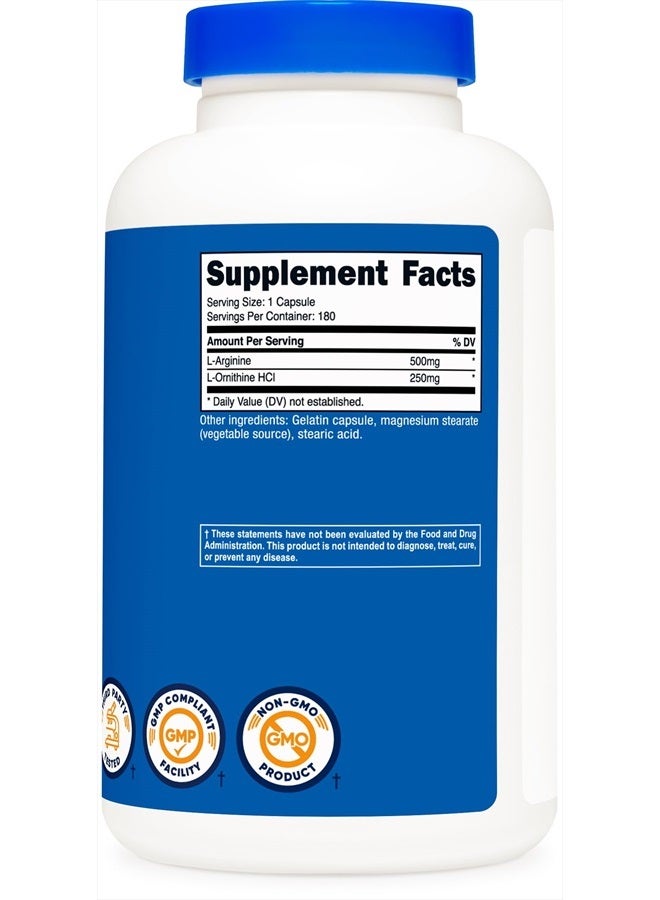 Nutricost L-أرجينين L-أورنيثين 750 ملغ؛ 180 كبسولة - Image 3