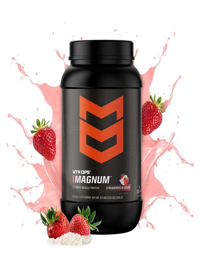 MTN OPS Magnum Strawberries & Cream Protein Powder, 23g of Whey Isolate Protein & Milk Protein with BCAAs, Zero Sugar & Gluten Free, 30-Servings - Image 2