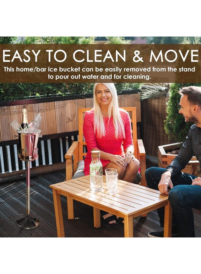 Silver Ice Bucket with Stand, Handles, Scoop and Bottle Opener, Gallon Ice Cooler Bucket for Beer, Chiller, Outdoor or Indoor Use - Image 4