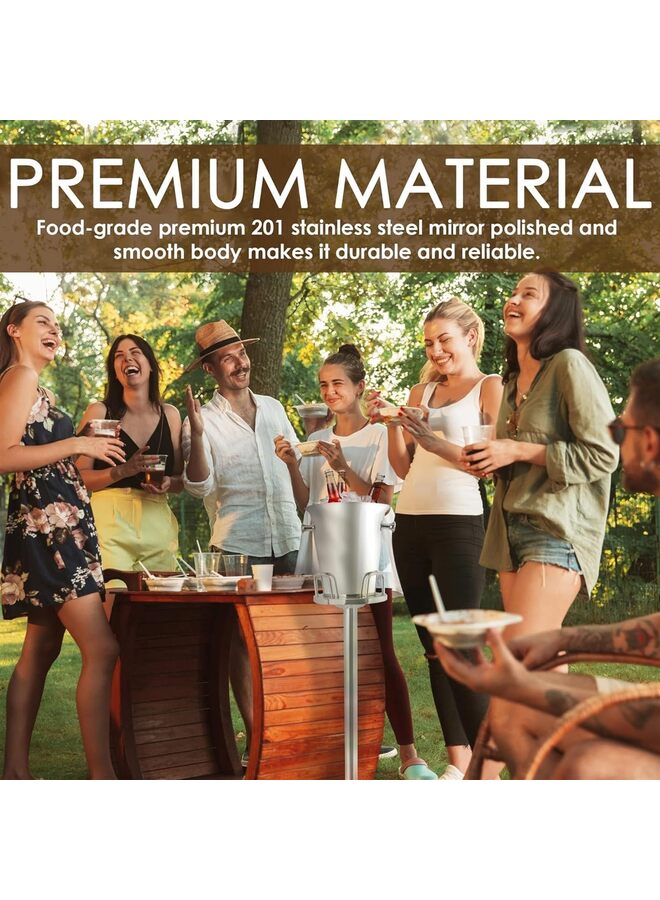 Silver Ice Bucket with Stand, Handles, Scoop and Bottle Opener, Gallon Ice Cooler Bucket for Beer, Chiller, Outdoor or Indoor Use - Image 3