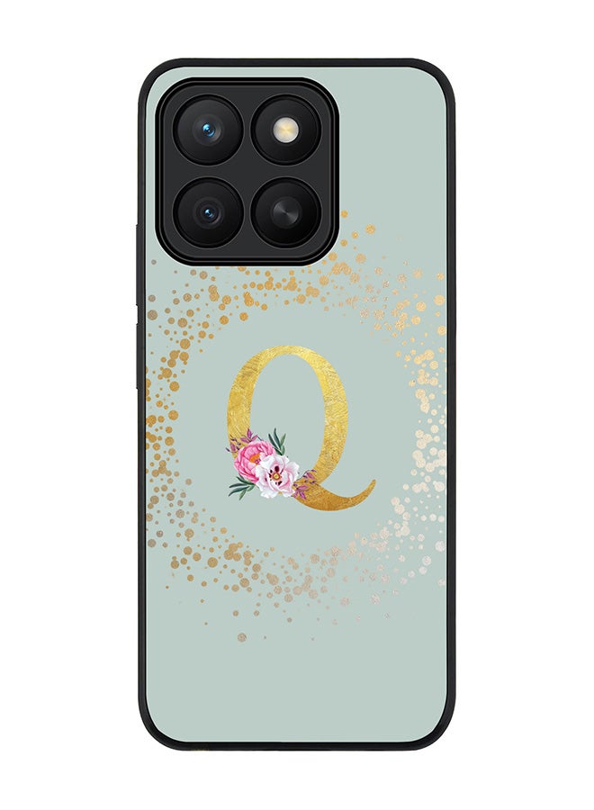 Stylizedd For Honor X8c Case,Slim fit Camera Protection, Shockproof Thin Phone cover  - Custom Monogram Floral - Q  (Light Grey )