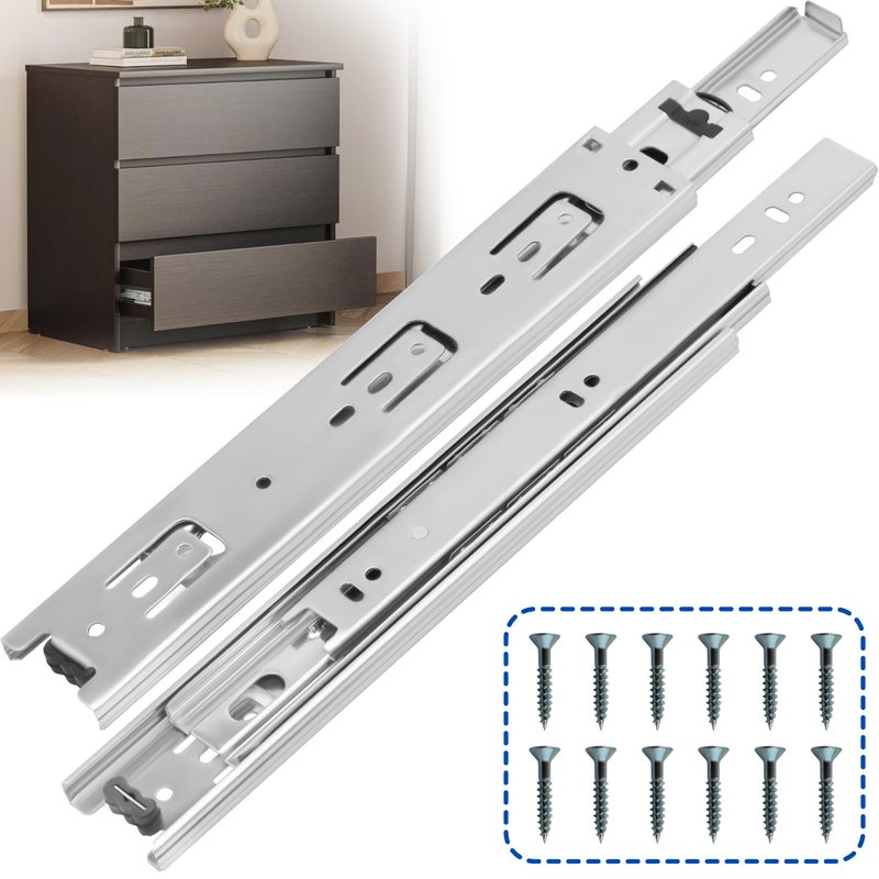 Ourshom 12 Inch Drawer Slides 1 Pairs (2Pcs) Heavy Duty Full Extension Ball Bearing  Side Mount Drawer Rails  12"" Drawer Slide Glides For Dresser  Cabinet  Kitchen - Draw Slides Sliders 100Lb Capacity - Image 1