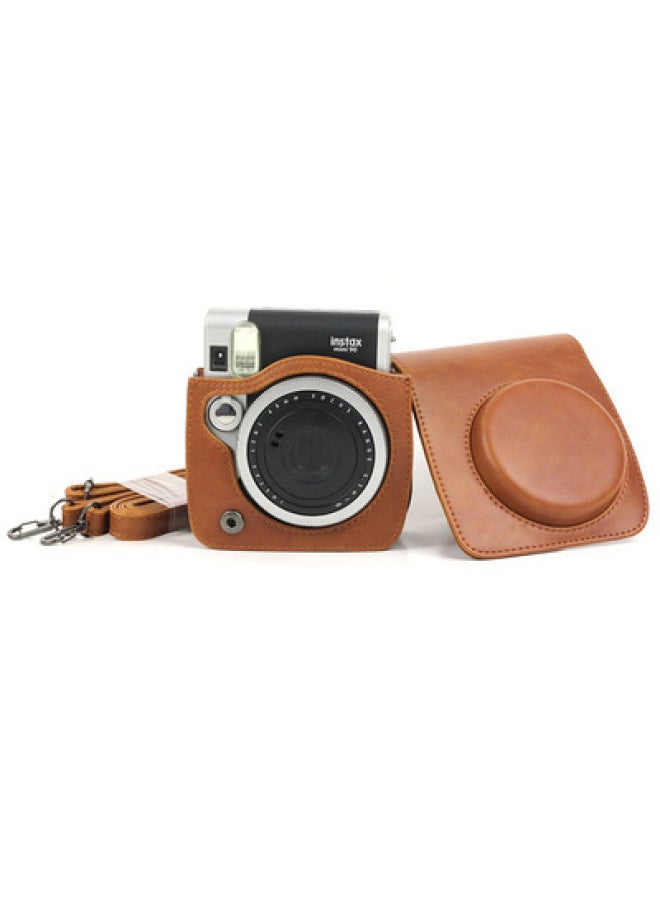 Generic Fuji Poly Mini12/SE/99/11/8/7 /90 Camera Retro Leather Fit Bag 40 Gold Small-Color:Mini90 Retro Bag Brown + Photo Bag Brown⚑  - Image 2