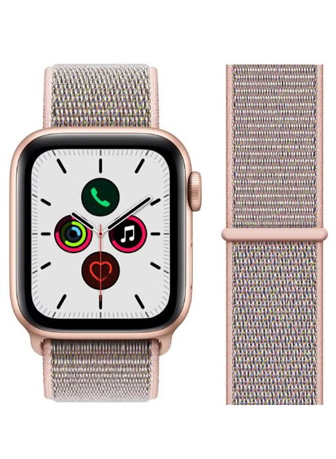 IAF Nylon Replacement Band For Apple iWatch Series 7/6/5/4/3/2/1 45mm/44mm/42mm Pink/Sand - Image 2