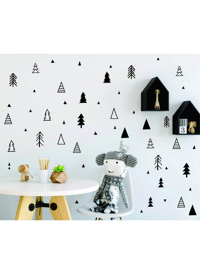 JURUOXIN Cute Triangle With Trees Art Decal For Walls Forest Vinyl Sticker Kids Nursery Nordic Home Decor Boy Girls Child Bedroom Playroom Decoration Ymx58 (Black)  - Image 1