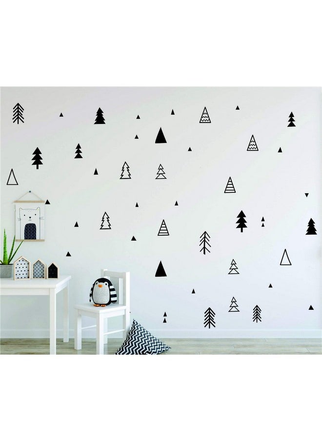 JURUOXIN Cute Triangle With Trees Art Decal For Walls Forest Vinyl Sticker Kids Nursery Nordic Home Decor Boy Girls Child Bedroom Playroom Decoration Ymx58 (Black)  - Image 3