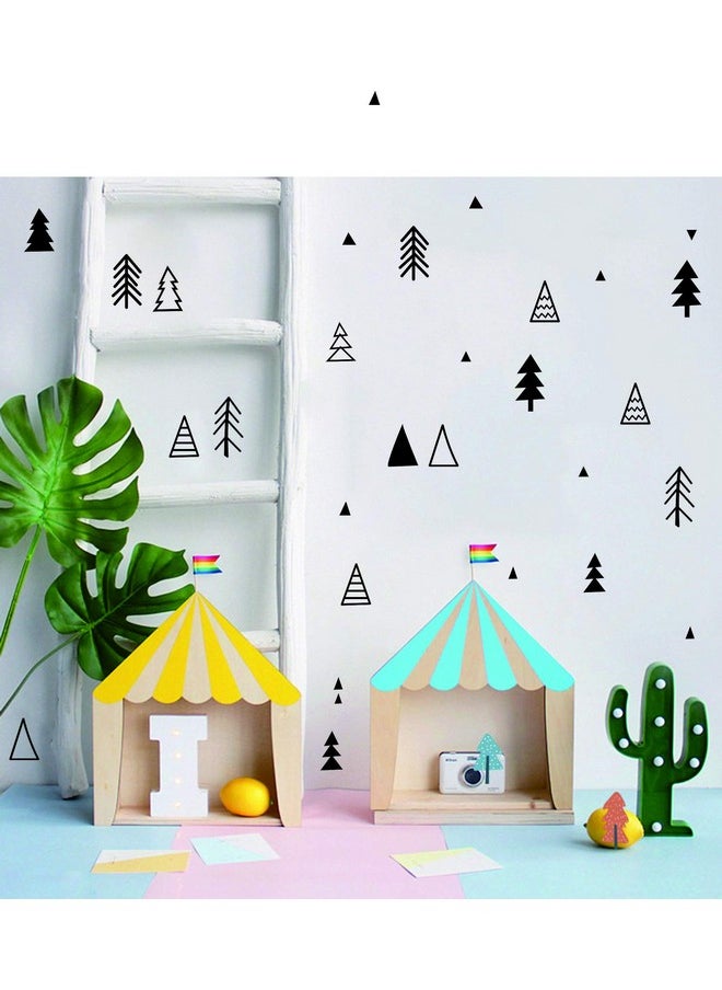 JURUOXIN Cute Triangle With Trees Art Decal For Walls Forest Vinyl Sticker Kids Nursery Nordic Home Decor Boy Girls Child Bedroom Playroom Decoration Ymx58 (Black)  - Image 4