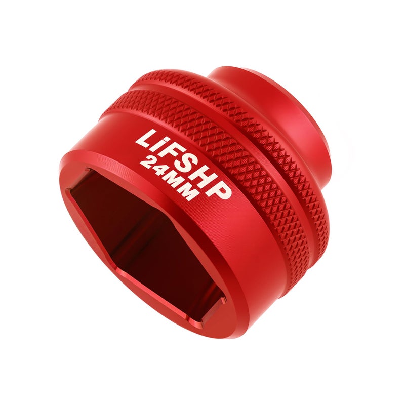 LIFSHP 24MM Oil Filter Socket,3/8" Drive For BMW,Chrysler,Chevy,Dodge,and Other Vehicles Oil/Fuel Filter Removal Tool-Red - Image 1