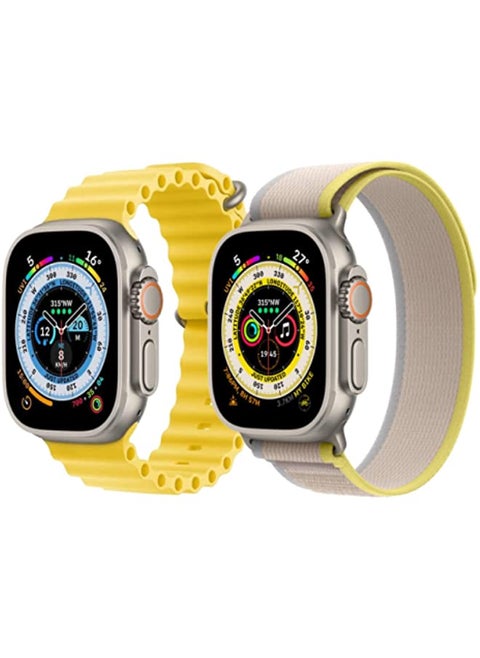 Silicone Ocean Band Strap Yellow Trail Loop strap Yellow/Beige Set of 2 for Apple Watch Ultra 8 49mm