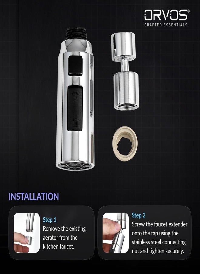 Orvos Kitchen Faucet Extender - Vector, 360 degree swivel, High Grade ABS Material Body, with Premium Stainless Steel Connecting Nut, Three modes with full rotations, for high end luxury kitchens - Image 5