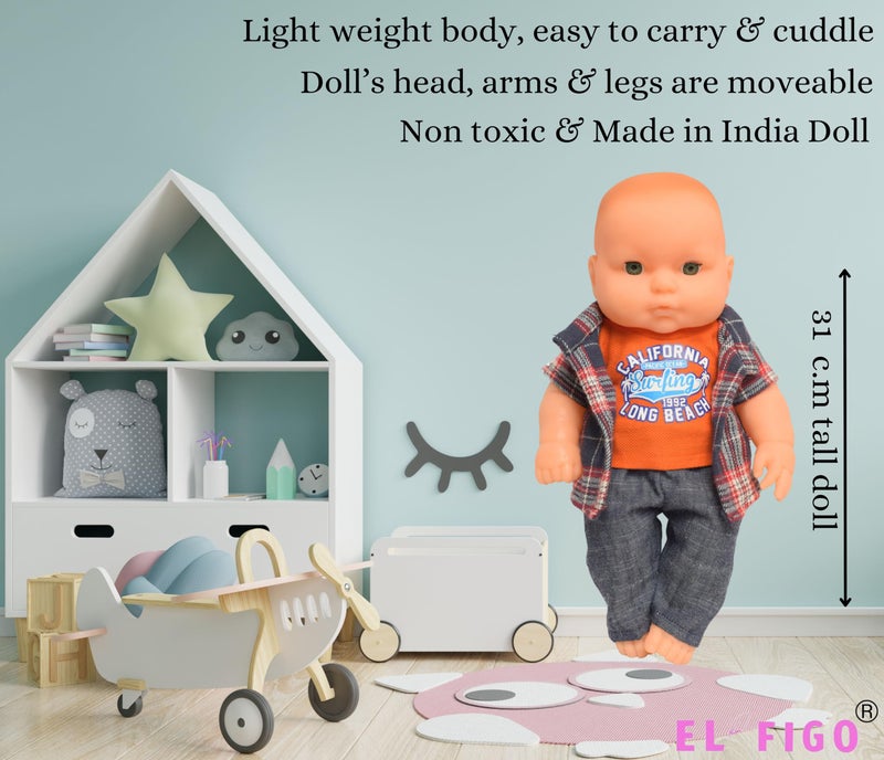 EL FIGO Cute Little Boy Toy in Exclusive Dress Doll for Kids (Rotatable Legs Arms with Removable Clothes Set 31 cm) - Image 3