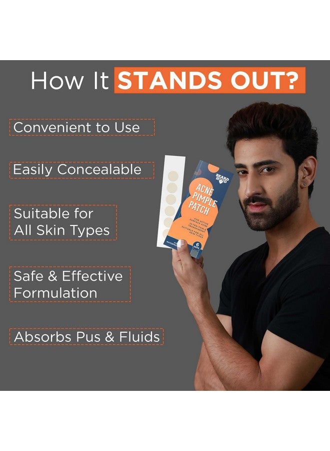 Beardhood Acne Pimple Patch | 6 Hydrocolloid Waterproof Patches | Absorbs Pimple Overnight, Reduces Excess Oil | For All Skin Types - Image 2