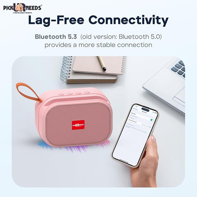 Pick Ur Needs Rechargeable Wireless 2 Side Bass Loud Speaker with USB/TF Card Support Portable 5 W Bluetooth Speaker (Pink) - Image 3