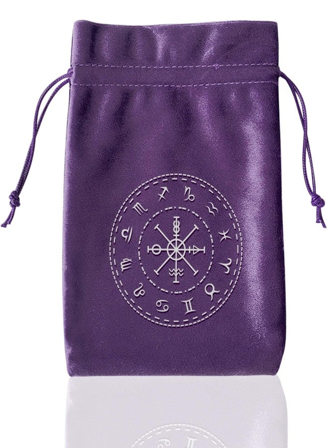 Buildcon Dice Bag for Tarot Deck Storage, Velvet Tarot Accessories, Black and Purple Tarot Card Pouch with Drawstring, (13 * 18cm/5.11 * 7.08in) Gift Bag for Tarot Accessories - Image 1
