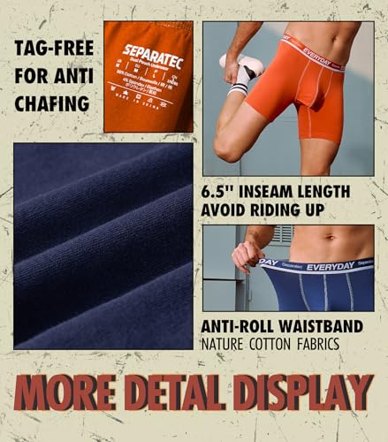 Separatec Cotton Dual Pouch Men's Underwear Comfortable Soft Breathable Everyday Boxer Briefs for men 7 Pack(XL, Assorted Colors) - Image 5