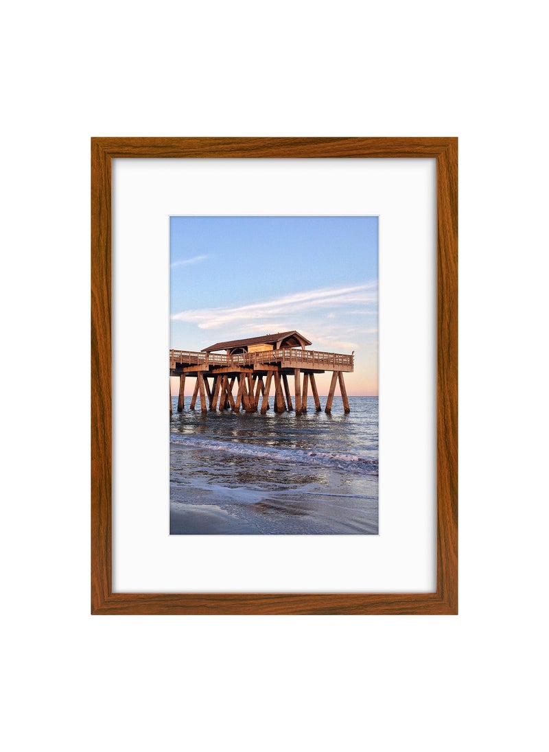 Golden State Art Golden State Art 12x16 Picture Frame  Solid Wood with Real Glass  Display Pictures 8x12 with Mat or 12x16 without Mat  Photo Frame for Wall Mounting Brown 1 Pack 